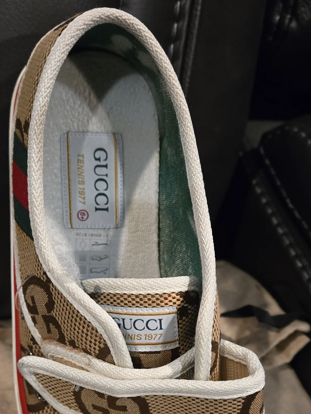 Gucci Tennis 1977 Velcro Sneakers in Jumbo GG monogram canvas.